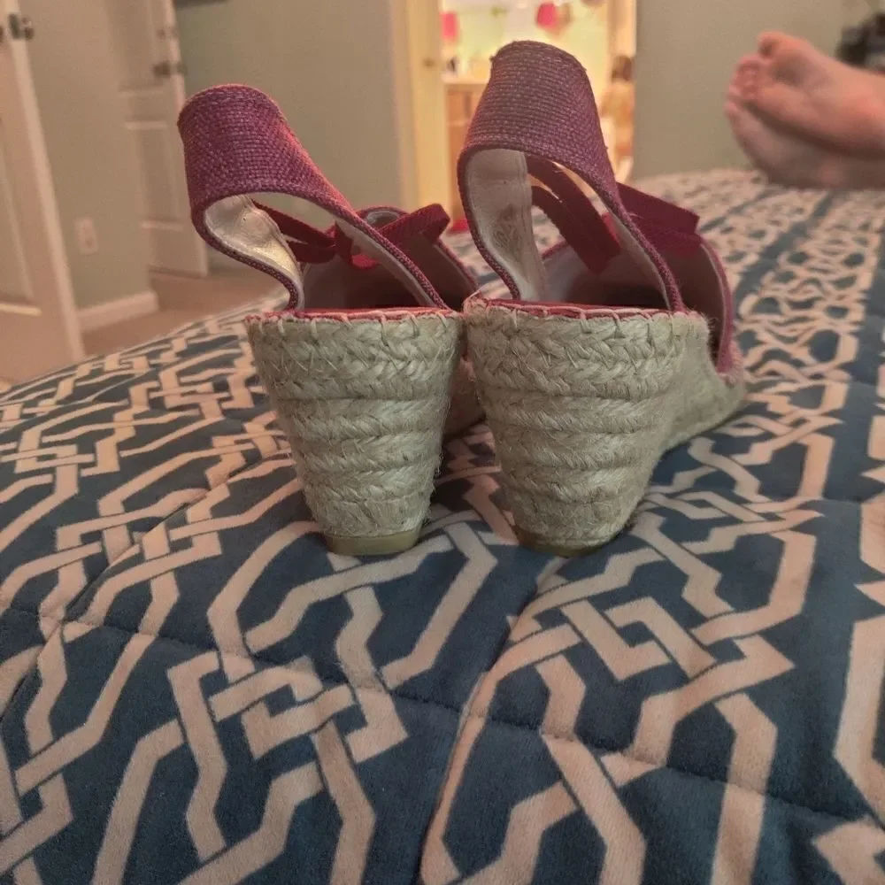 VIDORRETA wedge espadrilles red canvas size 40 nwob